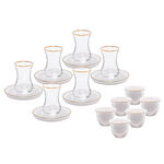 Dallaty 18 Piece Tea and Coffee Set Serve 6 Persons Biege Metalic Effect image number 1