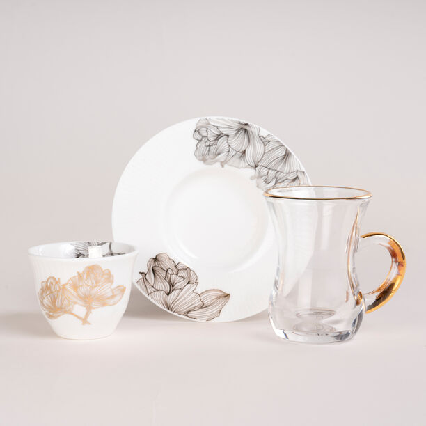 La Mesa white glass and porcelain coffee and tea cups set 21 pcs image number 1