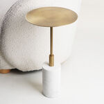Homez Marble Side Table, Beige 31*53 Cm image number 3