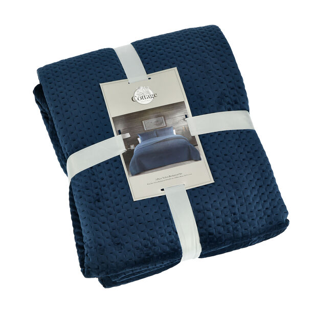 3 pieces Bedspread Dark Blue image number 2