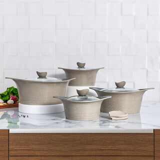 Alberto 8 Pcs Cookware Set Granite Green 20*24*28*32 cm