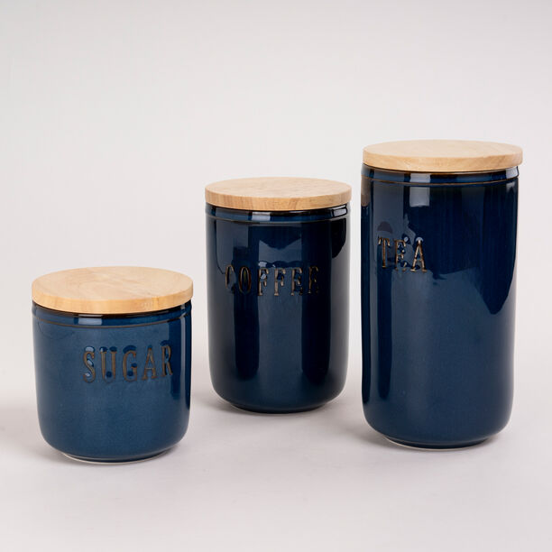 3 piece blue porcelain canister set image number 0