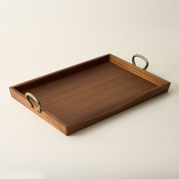 Dallaty rectangular wood tray with handel 54.3*35.6*8 cm image number 0