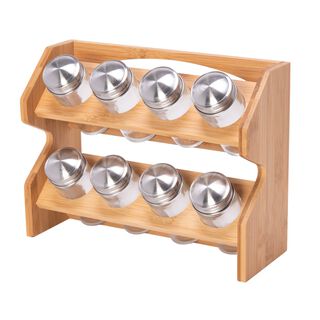 Spice Jars 8 Pieces With Bamboo Rack