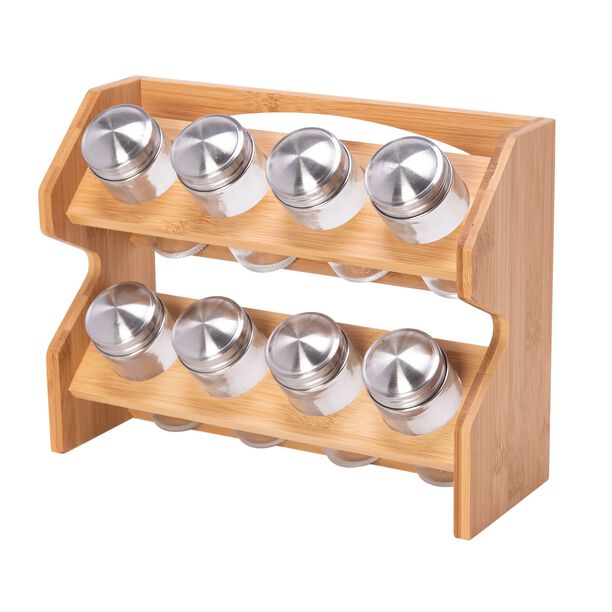 Spice Jars 8 Pieces With Bamboo Rack image number 0