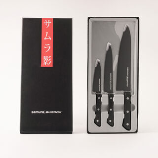 Samura pros set 3pcs stainless steel kitchen knives in black