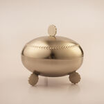 La Mesa Metal Serve Bowl With Lid Nickle Plated 16*16*15Cm, Champagne Gold image number 0