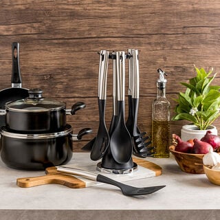 6 Pcs Cooking Utensils With Rotating Stand