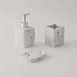 هومز طقم اكسسوارات حمام 3 قطع بولي ريزين، أبيض