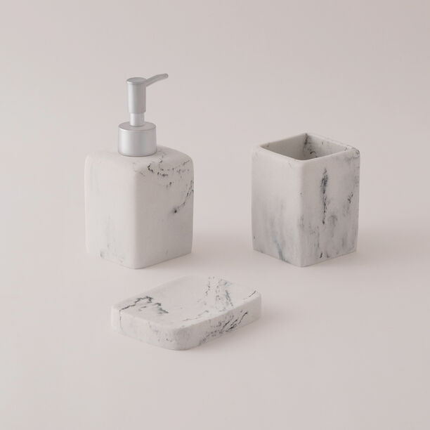 هومز طقم اكسسوارات حمام 3 قطع بولي ريزين، أبيض image number 0