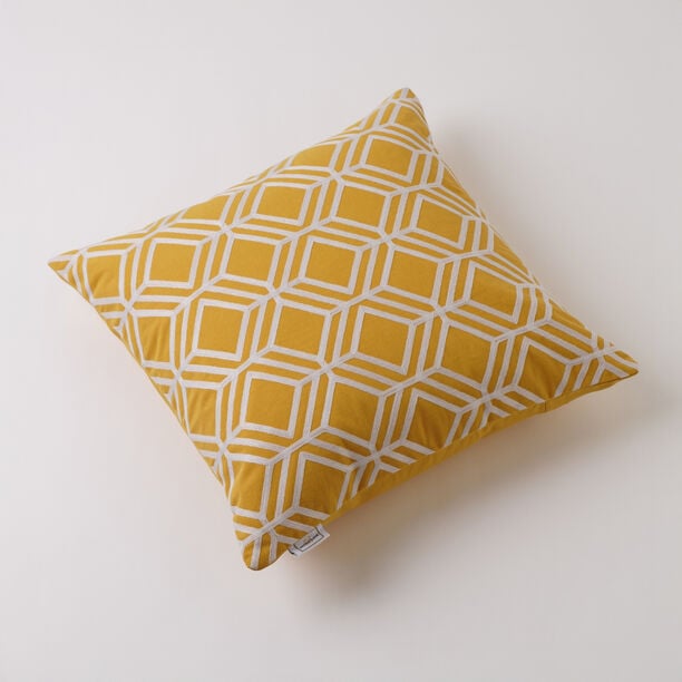 100% Cotton cushion cover with Geometric Embroidery Yellow 45x45cm image number 0
