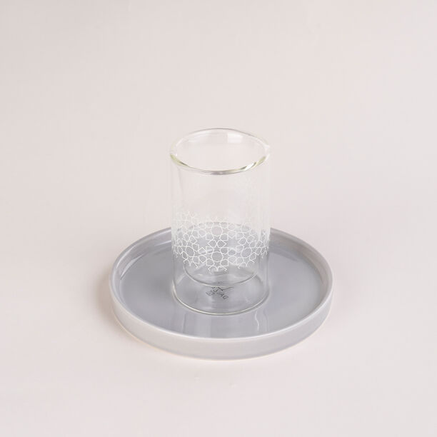 Dallaty grey glass and porcelain Tea and coffee cups set 18 pcs image number 2