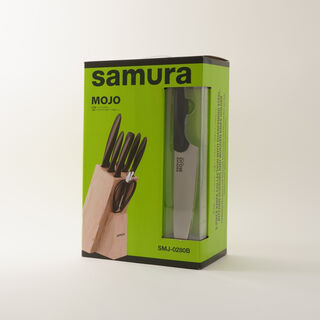 Samura 8pcs stainless steel mojo knife block set in black