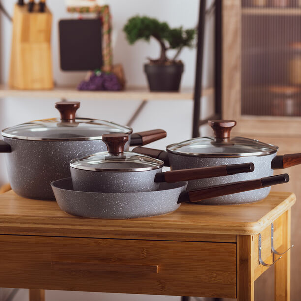 Alberto 7Pcs Non Stick Grey Cookware Set image number 4