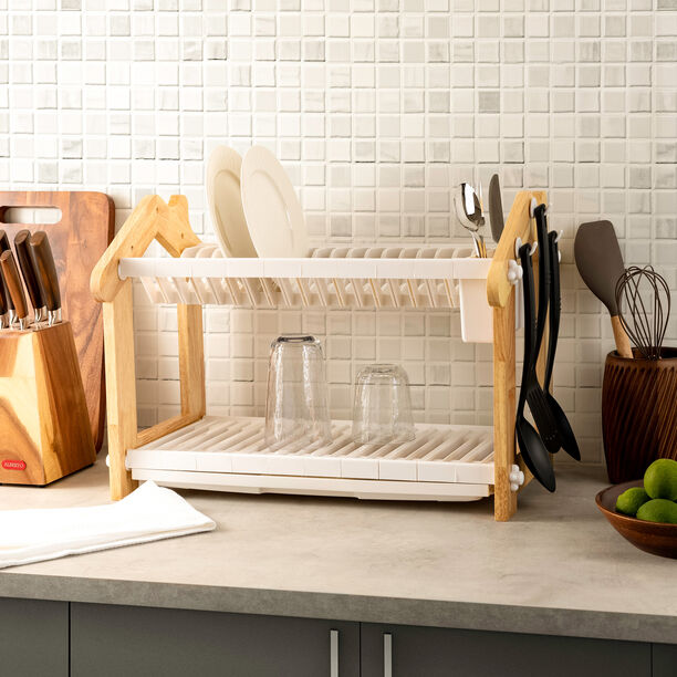 منصة لتجفيف الصحون طبقتين لون ابيض من البرتو  image number 0