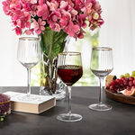 Set Of 4 Clear Ribbed Juice Glass With Gold Rim image number 5