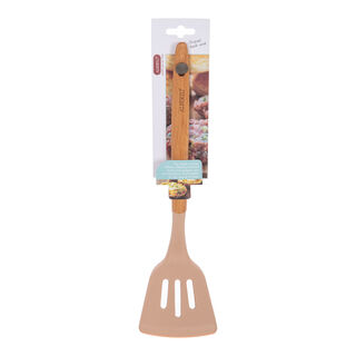 Alberto Silicone Slotted Turner With Wooden Handle Blue 