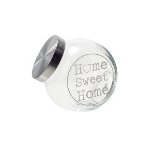 Alberto Round Glass Storage Jar With Metal Lid And Decal 1550Ml