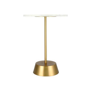 SIDE TABLE GOLD BASE WHITE MARBLE