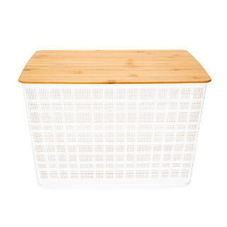 Plastic Storage Basket With Bamboo Lid 18L