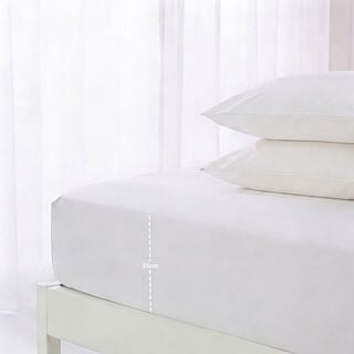 Boutique Blanche Fitted Sheet 100% Tencel 300Tc King, White 180*200 Cm