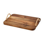 Alberto Acacia Wood Serving Tray With Rope Handles image number 0