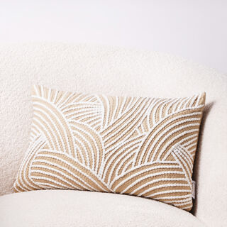 Boutique Blanche cotton cushion with thread embroidery 45*35*15cm, beige