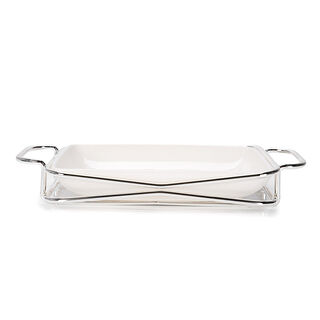 Rectangular Plate With Stand Silver