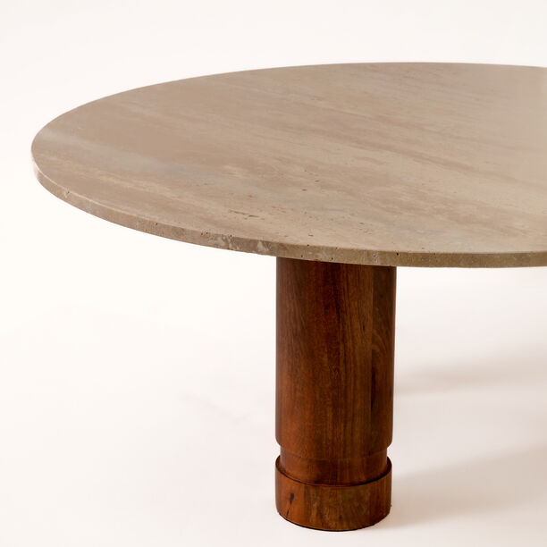 Homez coffee table with travertine marble top, in beige 91*91*37cm image number 2
