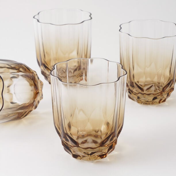 La Mesa Set Of 4 Pcs Hand Made Glass Tumbler Honey Colour 300 Ml image number 0