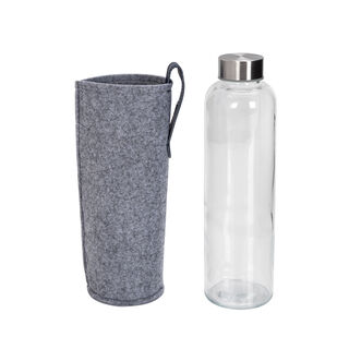 Alberto Glass Bottle With Felt Cover Grey And Blue Color V:600Ml