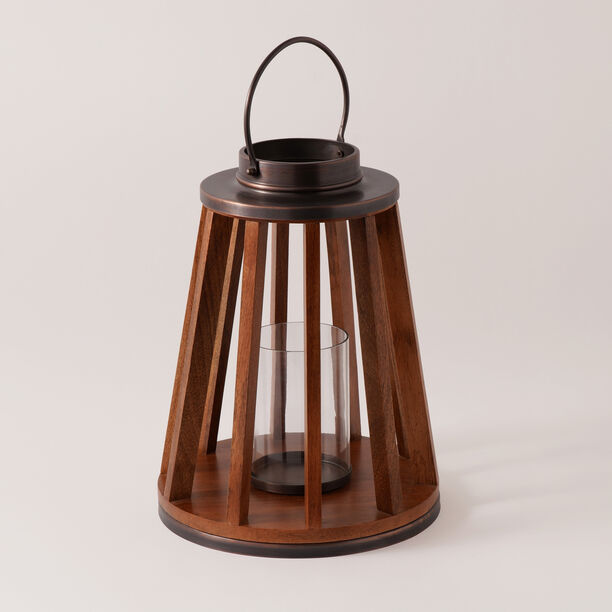 Homez wood and metal lantern 31*31*40cm image number 0