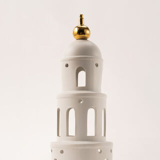 Homez white ceramic candle holder 14.8*14.8*40.5 cm