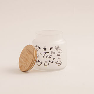 635ml Tea jar black patter bamboo lid ice color