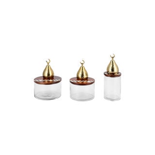 Tray Set With 3 Glass Pot & Wooden