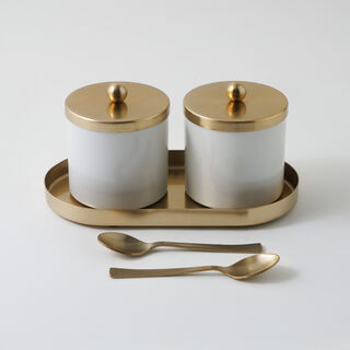 Alberto stainless steel condiment set 4pcs, white and gold