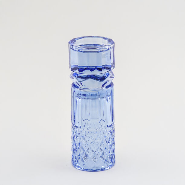 هومز حامل شموع زجاجي دايموند أزرق داكن 8.9*8.9*27.4 سم image number 1