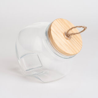 Alberto Round Glass Storage Jar With Wooden Lid And Hemp Rope 1550Ml