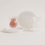 Dallaty 12 pcs double wall glass tea set with porcelain saucers, white image number 0