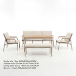 Homez 5 Piece Beige Steel Patio Dining Sofa Set With Bench image number 2
