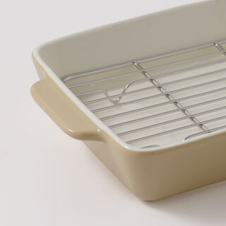 Alberto ceramic tray with metal grid 1250ml 27*16.8*5.3cm, beige