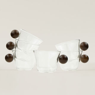 Dallaty 6pcs coffee cup set with wooden handles