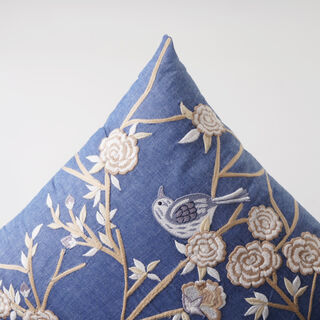 Boutique Blanche cotton bird embroidery cushion 45*45cm