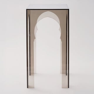 Qurtuba Homez Archways Acrylic Side Table Smoked Grey 30.5*30.5*61cm