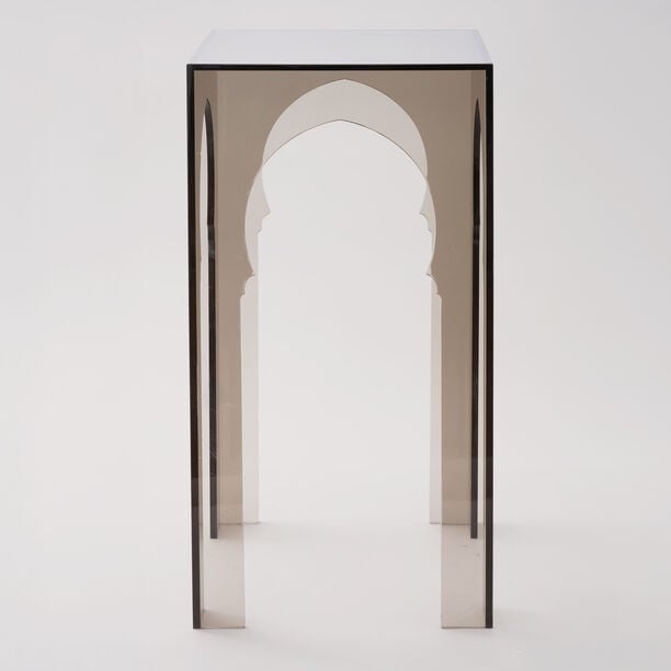 Qurtuba Homez Archways Acrylic Side Table Smoked Grey 30.5*30.5*61cm image number 1