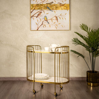 Serving Trolley Stainless Steel and Marble 82*40*86 Cm