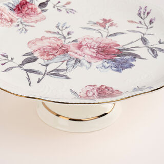 La Mesa beige porcelain 2 tiered cake stand