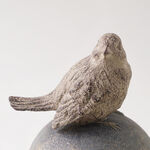 Homez Resin Birdie Standing On Orb Looking Right, Grey 16*17*24 Cm image number 1