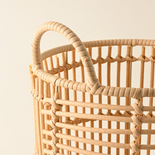 Homez rattan round basket S, beige 25*25*37cm
