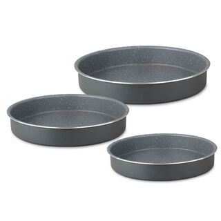 Alberto Round Forged Aluminum Roaster Set 3 Pieces Dark Grey